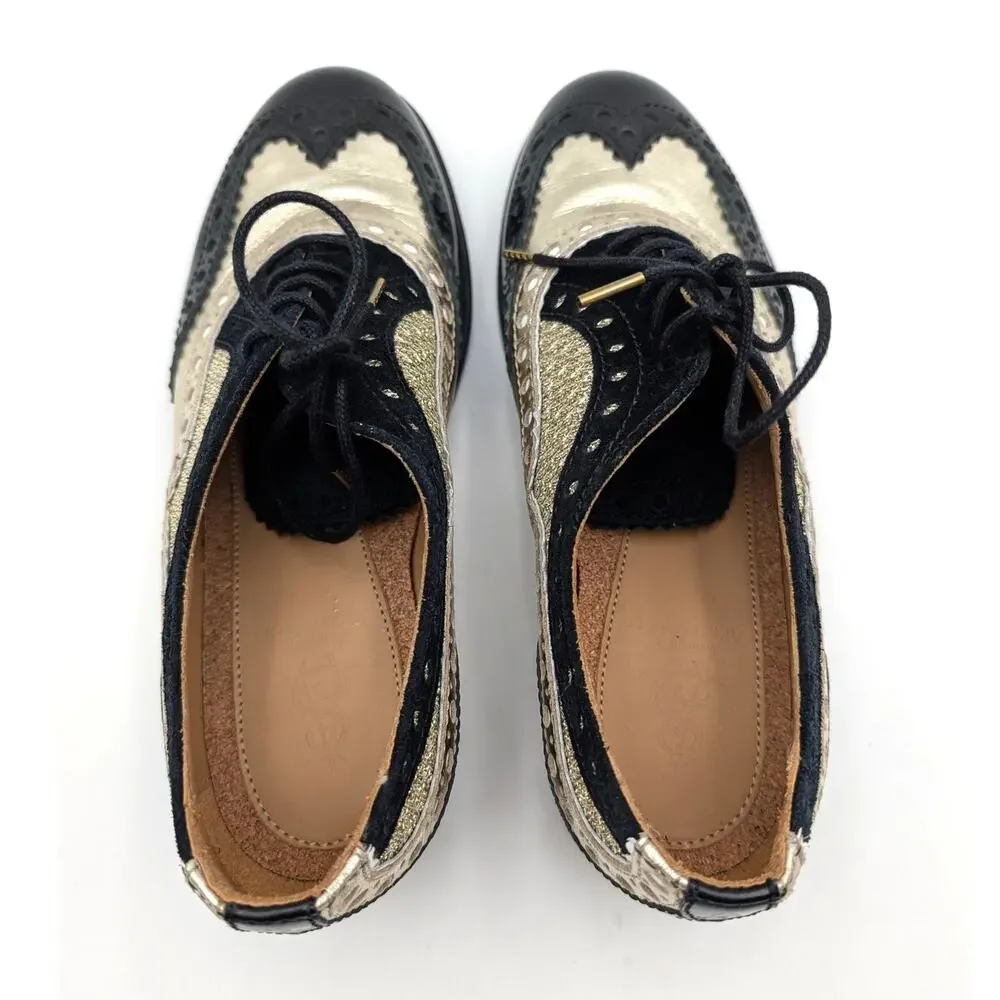 The Office Of Angela Scott Mr. Doubt Wingtip Oxford Black/Gold Size US7 EU37